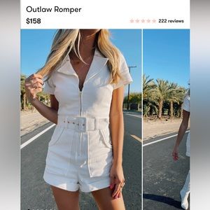 Show Me Your Mumu. Outlaw Romper. White. Size Small. Only worn once.